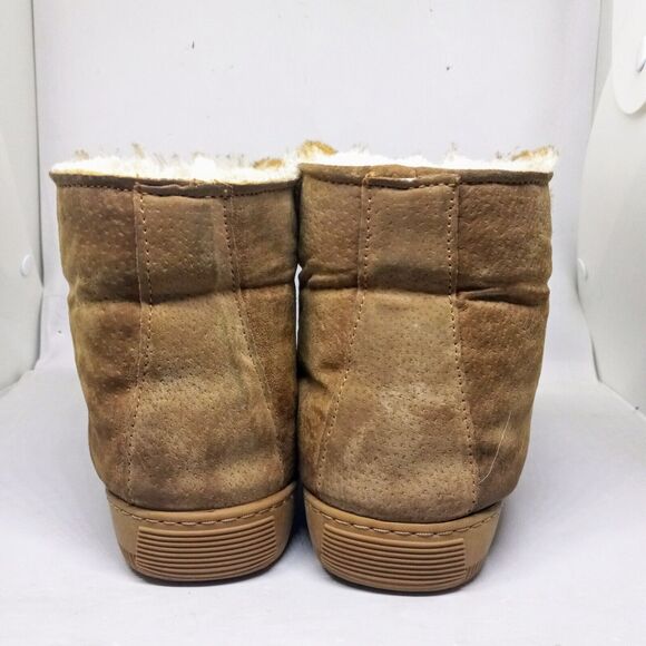LAMO Size 8 Suede Bootie Slippers-Faux Fur Lined-Chestnut-Plastic Outsole - Picture 5 of 9
